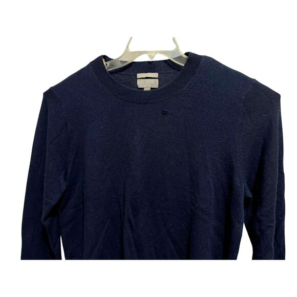J. Crew Mens 100% Cashmere Navy V-Neck Pullover Long Sleeve Sweater Sz M FLAWED - Picture 2 of 5
